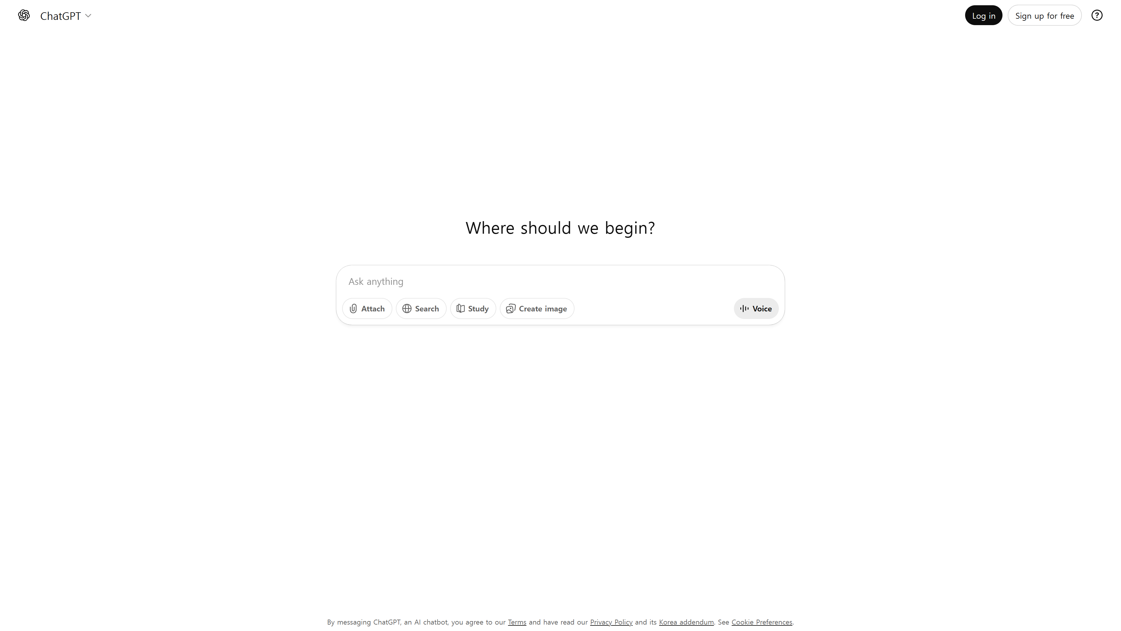 ChatGPT homepage